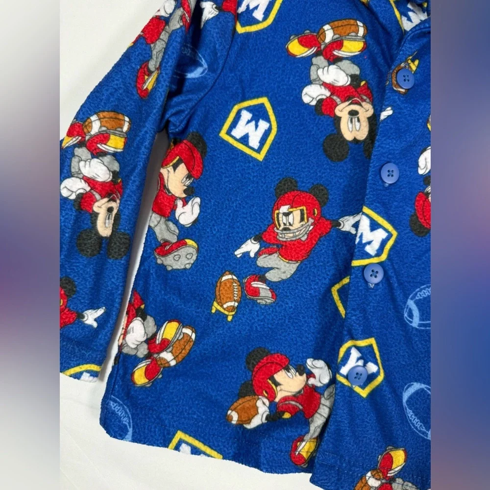DISNEY‎ Boys Mickey Mouse Football Fleece Pajama Set 3T Character Loungewear